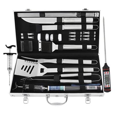 China High Quality Easily Cleaned 24 Pieces Set Stainless Steel BBQ Grill Tools Complete BBQ Accessories With Portable Storage Case for sale