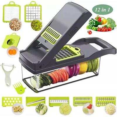 China Sustainable Wholesale Multifunctional Manual Slicer Cutter With Vegetable Container Cleaver for sale