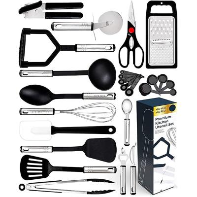 China Multiple Viable Best Selling In Amazon Nylon Stainless Steel Handle Kitchen Utensils Set With Packaging Design Kitchen Accessories for sale