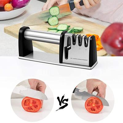 China Amazon Viable Bestseller 2 in 1 3 Step Diamond Knife Sharpener With Scissor Sharpening Tool Household Practical Kitchen Accessories for sale