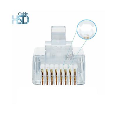 China High Quality Pure Copper PC/ABS+Gold Plated Metal Shield RJ45 Cat7 Cat6A Connector 8P8C Cat 7 FTP Plug for sale