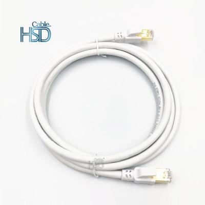 China PC Gold Plated Cat8 SSTP Flat Ethernet LAN Patch Cable With RJ45 Plug 40Gbps 2000Mhz Patch Cord for sale