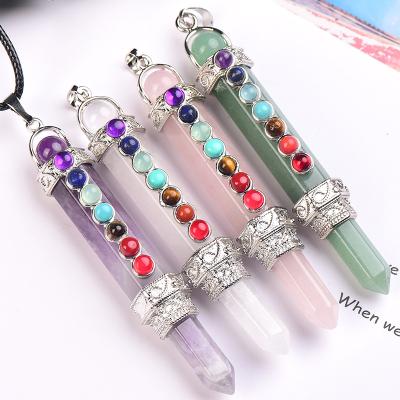 China China Crystal 7 Chakras Point Pencil Pendulo Necklace Jewelry Pendulum Pendant for sale