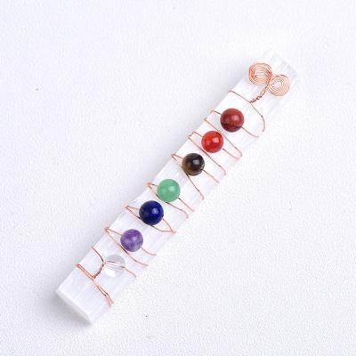 China Europe Selenite Seven Chakra Sticks Yoga Meditation Spiritual Beads Rough Selenite Wands for sale