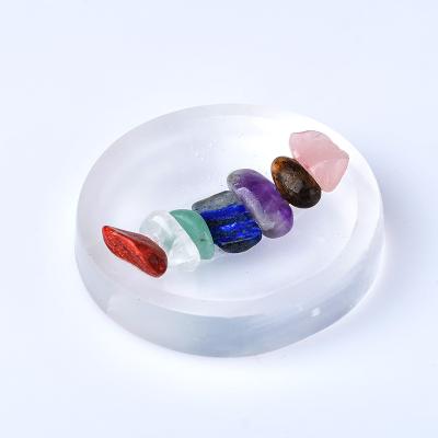 China Japan Selenite Circle Bowl with Seven Chakra Gravel Quartz Crystal Selenite Bowl Healing for sale