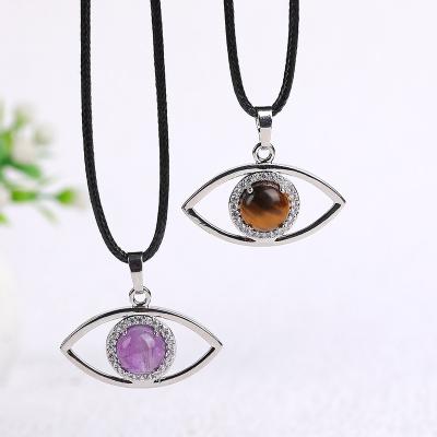 China Natural High Quality Clear Gemstone Of Europe Quartz Crystal Angel Of Eye Pendant Necklace for sale