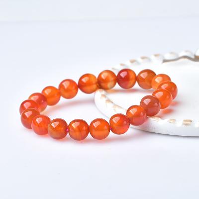 China 1PC India Natural Red Agate Bracelet10mm Beads Stretch Bracelet Pulserase Elastic Rope for sale