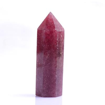 China India Strawberry Crystal Hexagonal Column Natural Quartz Towers Strawberry Wand Points for sale