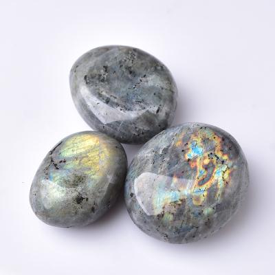 China China Original Labradorite Moonstone Gem Crystal Decor Polished Labradorite Palm Stone for sale