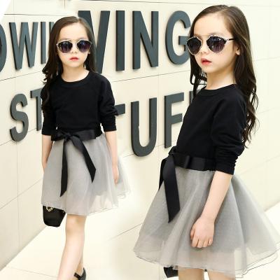 China Big Children's Suit 2021 Summer Girls Dressing Sets Kids Clothes Casual Mesh Skirt +Long-Sleeved T-shirt 2PCS Kids Clothing Suit for sale