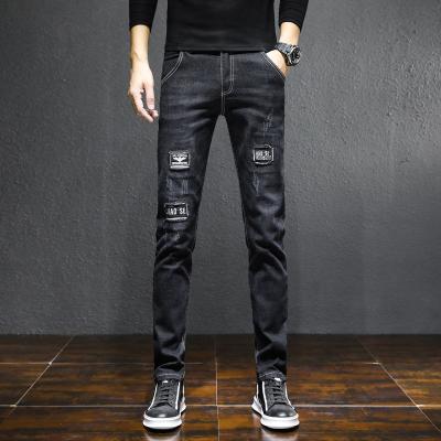 China New 2021 Casual Wear Best Quality Sustainable Jeans Fashion Design Solid Skinny Ripped Jeans Mens Stretch Jeans for sale