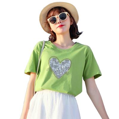 China 100% Cotton Women's T-shirt Tops Graphic Tees Factory Anti-Pilling T Shirts Summer Tee Shirts Wholesale Women's Short T-shirt for sale