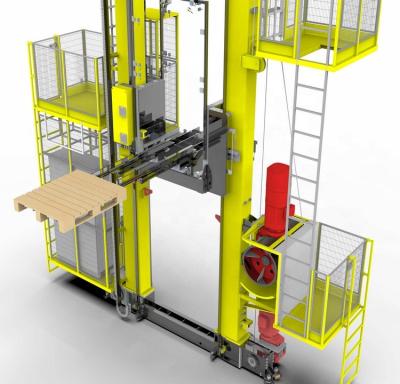 China Safety Easy Operation Convenience Pallet Stacker Crane Double Mast PLC Control Heavy Duty Stacking Crane for sale