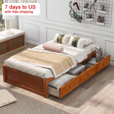 China Modern Bedroom Furniture Multifunctional Height Platform Storage Twin Bed With 3 Drawers for sale