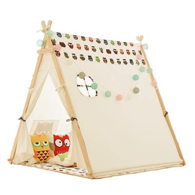 China Toy Cloth Indian Toy Teepee Tent Inflatable X-Frame Kids Teepee Tent Cotton Canvas Washable Play Tent For Kids Birthday Party Sleeping Party for sale