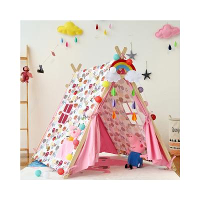 China Washable Toy Indoor Kids Indian Toy Cotton Inflatable Canvas Tent Bedroom X-structure Tent Teepee Game Tents For Children Play Sleep Party for sale