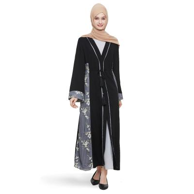 China Polyester 2022 Hot-sale Embroidery Open Front Dubai Abaya Islamic Kimono Cardigan Wholesale Products for sale