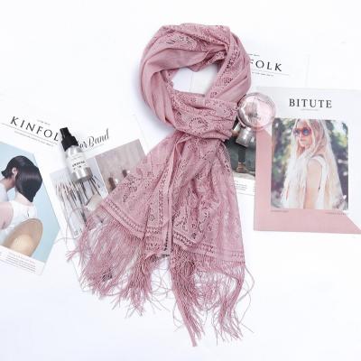 China High End Customizable Polyester Wavy Stripes With Lace Muslim Lady Hijab Scarf for sale