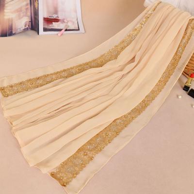 China 2022 High Quality Wholesale Soft Shawl Colors Nude Chiffon Best Hijab Malaysia With Stone for sale