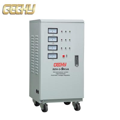 China SVC 9kva Meter Display Servo Motor 3 Phase Automatic Voltage Regulator Stabilizer for sale