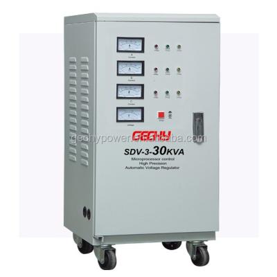 China SVC AC 30kva 3 phase servo motor automatic voltage stabilizer with pure copper coil for sale