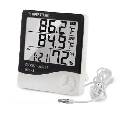 China Large Screen HTC 2 Electronic Room Thermometer and Hygrometer Digital Indoor Thermo-Hygrometer with Outdoor Temperature Sensor Probe for sale