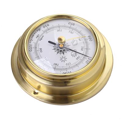 China Easy To Read 98 Mm Aneroid Boat Thermometer Barometro Marine Navigating Bonze Fishing Barometer for sale