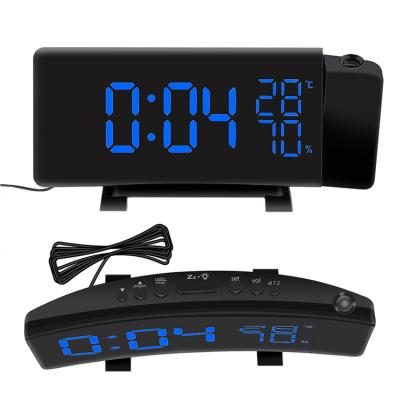 China Digital LED Temperature Humidity Weather Projection Radio Radio Alarm Clock for sale