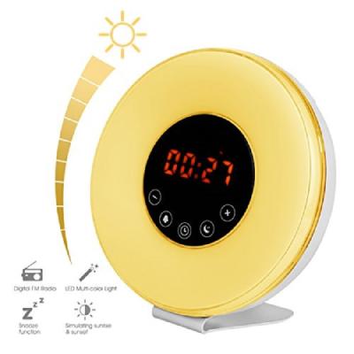 China Simulating sunrise hoist light & FM Radio Wake Up Table Lamp Night Light Sunrise Simulator Child LED FM Radio Bedside USB Night Light Touch Control Lamp for Kids for sale