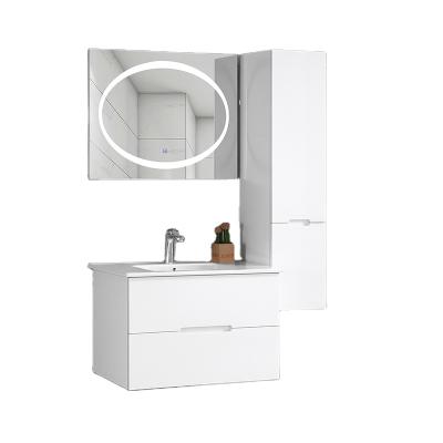 China Modern Most Fashionable Mirrored Cabinet Plant With Wash Basin And LED Mirror for sale