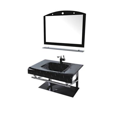 China Modern Fantastic Fashionable Glass Sink Bathroom Cabinet Vanity Sets For Bathroom Washroom for sale