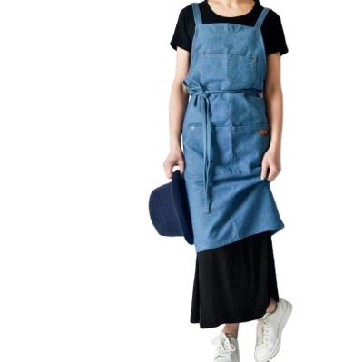 China Wholesale Uniform Eco-Friendly Adjustable Strap Denim Cotton Promotion BBQ Gardening Apron for sale