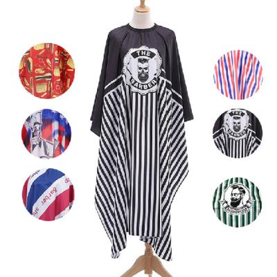 China Custom Quality Printed designer beauty salon cape new arrivals adjustable barbershop salon hair cutting cape salon for sale