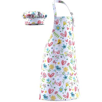 China Casual popular factory drawing kids waterproof apron with hat custom art kids painting apron set for sale