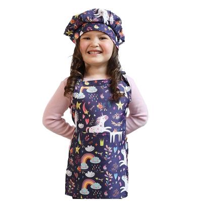 China Factory Kids Art Painting Casual Popular Custom Apron Set Kids Drawing Apron With Chef Hat for sale