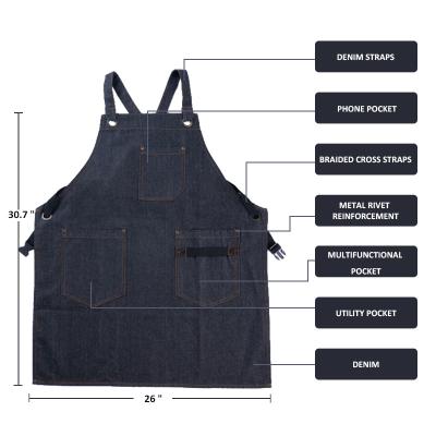 China Barber Popular Work Men Cafe Denim Kitchen Denim Salon Apron Hairdresser Apron Ready Denim for sale