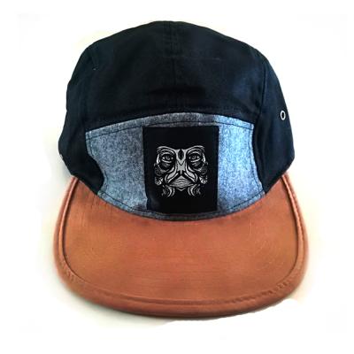 China 5 Panel Cap Cheap Leather Strap Custom Blank Empty Back Caps With Metal Buckle Snapback Cap for sale