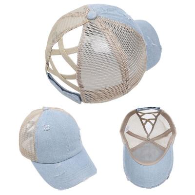 China Women JOINT Hats With Hair Top Holes Messy Roll Cap Cotton Baseball Hats For Girls Women for sale