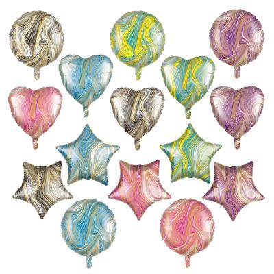 China Foil 18 Inch Heart Shaped Round Party Balloon Colorful Star Agate Foil Balloon Balloon Supplies for sale