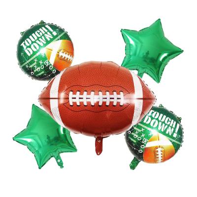 China Toys/Gift/Decorations Wholesale 18 Inch Aluminum Foil Rugby Ball Sports Ball Party Decoration Round Stage Layout for sale