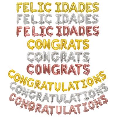 China Congratulations English-Spanish Congratulations Party Decoration Felicidades Foil Balloon Decorate Graduation Party for sale