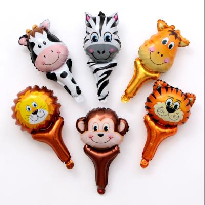 China Cute Party Decoration Foil Animal Shaped Hand Stick Balloon For Baby Shower Birthday Party Decoration Kid's Toys for sale