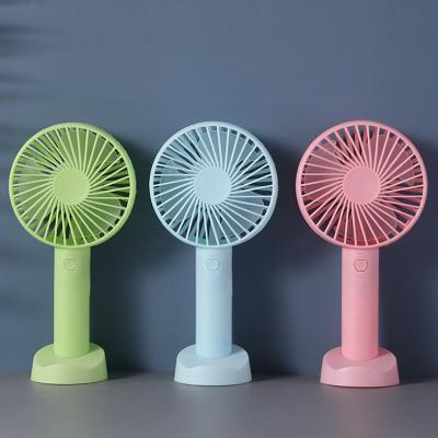 China Hotel Mini Handheld Fan Portable Hand Held Desktop USB Rechargeable Cooling Electric Fan with Fan Stand for sale