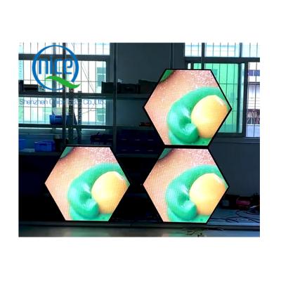 China Hanging Ceiling Hexagon LED Screen Wall Mounted Video (Optional) Indoor And Outdoor Advertising Display Digital Signage Hexagon Wall Decor LED Panel for sale