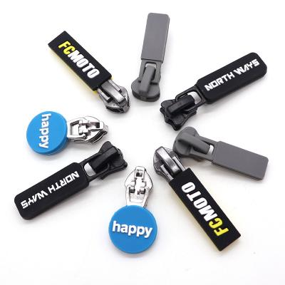 China Nickel Free Fancy Locking Zipper Pulls PVC Slider Zipper Resin Silicone Rubber Zipper Heads For Kids Jacket Puller for sale