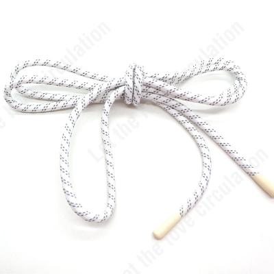 China Wholesale custom viable jacquard woven cord printed shoe strings factory cotton hoodie string letter hoodie string for sale