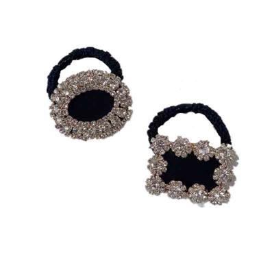 China Korean Fashion Version Alloy Hair Ring Light Luxury Rhinestones Round Elastic Bands Ponytail Flower Headwear for sale