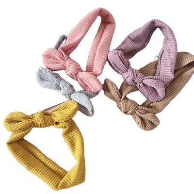 China 2021 Cute Wild Knitted Elastic Striped Hair Band Rabbit Ear Hair Accessories For Girl for sale