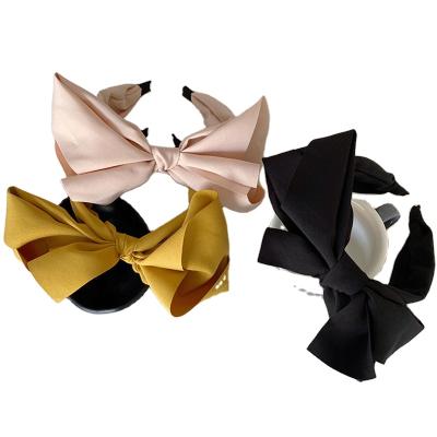 China Retro Fashionable Korean Big Bow Headband Simple Style Hair Band Hair Accessories For Women 2021 New for sale