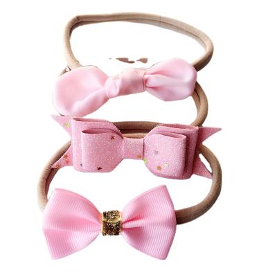 China Bunny Ears Hair Accessories Set 2021 New Fashionable Children's Hair Band Color Nylon Bow Headband for sale